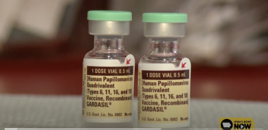 Two vials of HPV vaccine